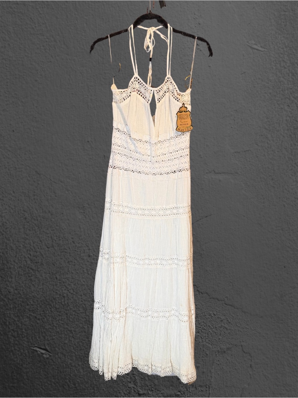Elan White Crochet-Trim Maxi Dress